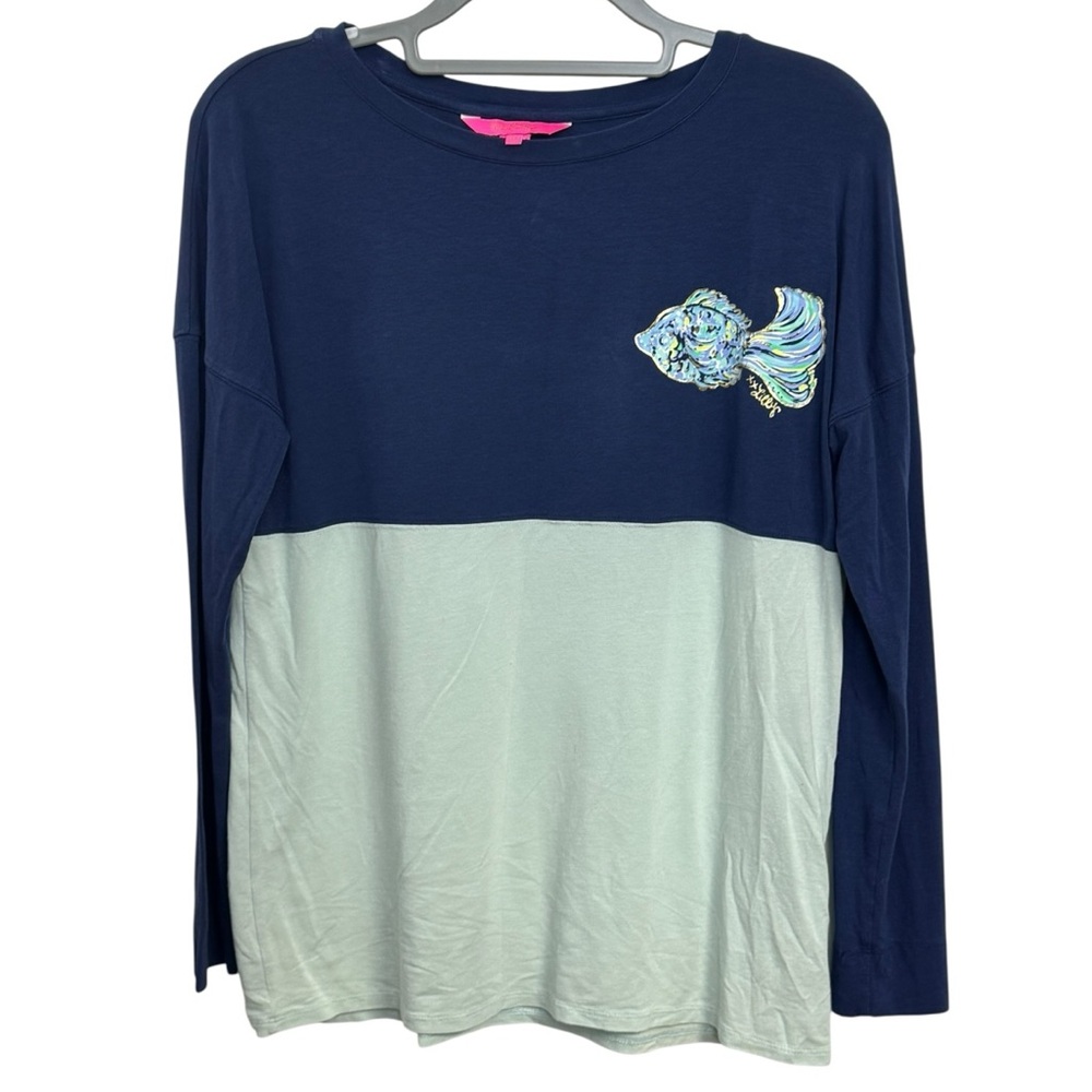 Lilly Pulitzer Navy and Light Blue Long Sleeve Tee Size XS